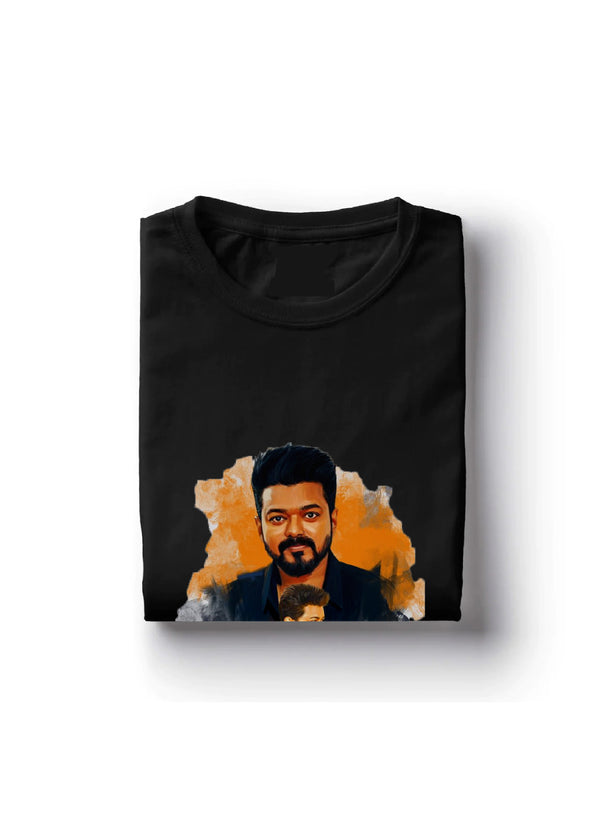 Printed Thalapathy Vijay Leo Round Half Sleeve Regular Fit T Shirt Men