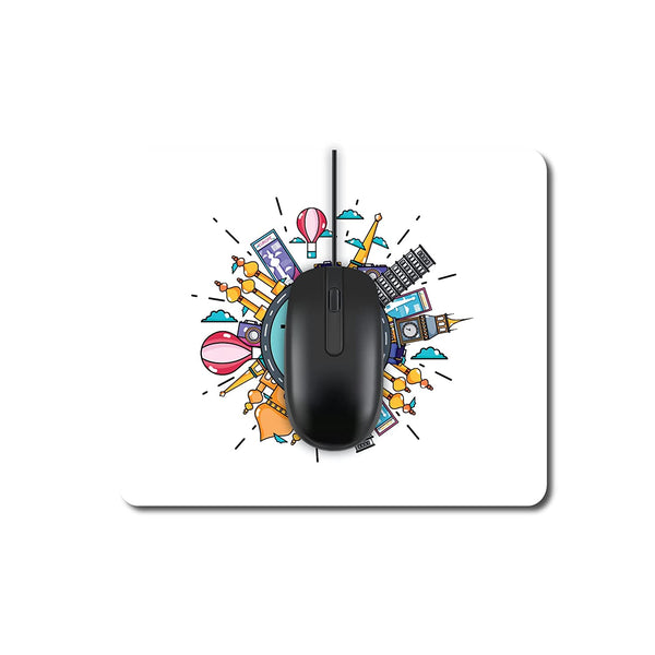 Travel Design Printed Sublimation Mouse Pad Anti Skid Designer Gaming Mouse Pad for Office Home Desktop Laptop Computer Accessories Kids Boys Girls (20 x 24 CMs )