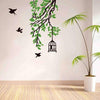 woopme Wall Stickers Birds Nest and Trees Hall Kitchen Bedroom Home Office Vinyl Green and Black Printed Decal Stickers L X H 72 X 80 Cms