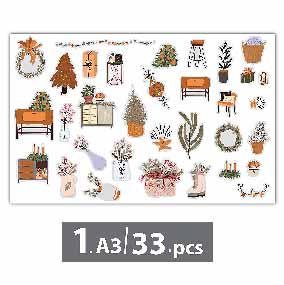 woopme 33 pcs Vintage Decorative Floral Plant Scrapbook Stickers for Notebooks ,Diary, Journal ,Laptop Multicolored Printed Label