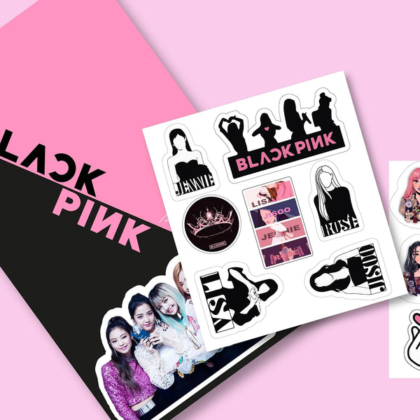 Woopme Black Pink Scrapbook Stickers for Journal | Journal Stickers for Scrapbooking DIY Page Decoration