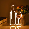 Bottle and Glass Sign Neon Light Strip for Bar Wall Office LED Art Indoor Home Decoration L X H 7.3 X 12 Inches