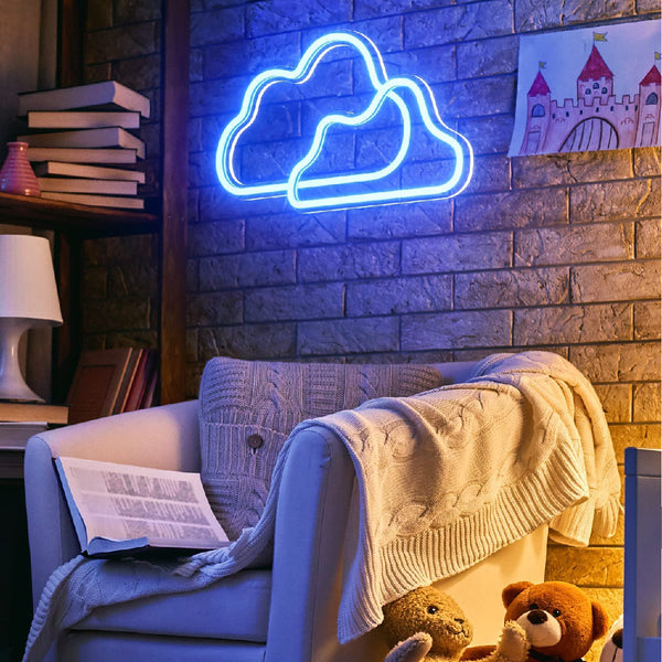 Cloud Neon Light Strip Wall Kids Girls Bedroom Office Home Decoration LED Art Indoor L X H 14 X 7.3 Inches