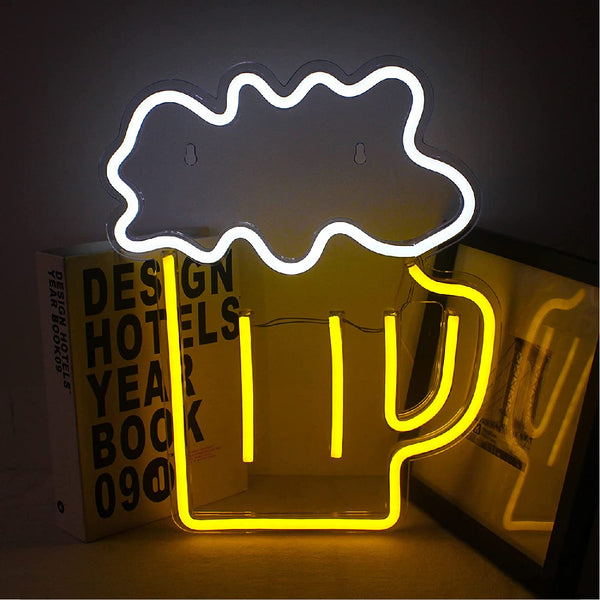 Bar Beer Glass Neon Light Strip for Wall Bar Restaurant Hotels Decoration LED Art Indoor L X H 11 X 13 Inches