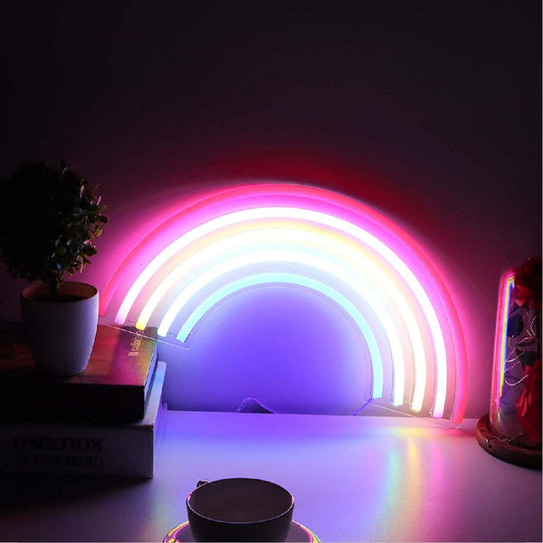 Rainbow Neon Light Strip for Wall Kids Bedroom Office Home Decorartion LED Art Indoor 12 X 6.4 Inches