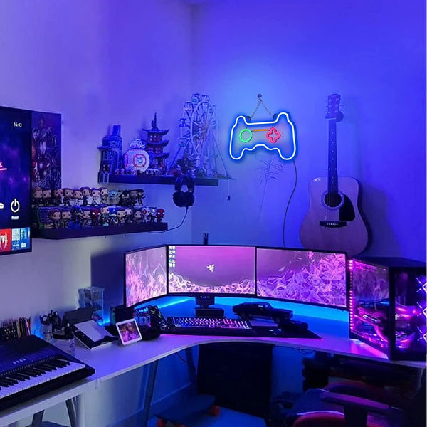 Gamepads Neon Light Strip for Wall Bedroom Gaming Rooms Office Home Decoration LED Indoor Art L X H 12 X 8.3 Inches