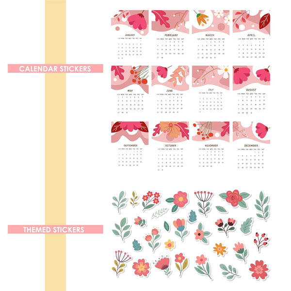 Woopme Floral Theme Journal Supplies Stickers Pack for Scrapbook Journal Planners DIY Craft Kits Decoration Paper Stickers