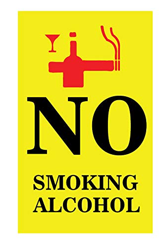 Woopme No Smocking Alcohol Printed Sign Sticker Water Proof for Office Industry Business IT Parks Vinyl Signage (Multicoloured) Printed Sign Stickers