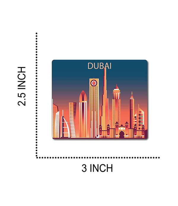Dubai Fridge Magnet for Souvenir/Gift/Fridge Decoration /Stylish Printed Multi Color Wooden with L X H 3 X 2.5 Inch