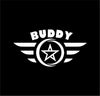 Woopme: Buddy Royal Enfield Sticker for Bullet Sides Battery Box Classic Standard Mudguard White Decal