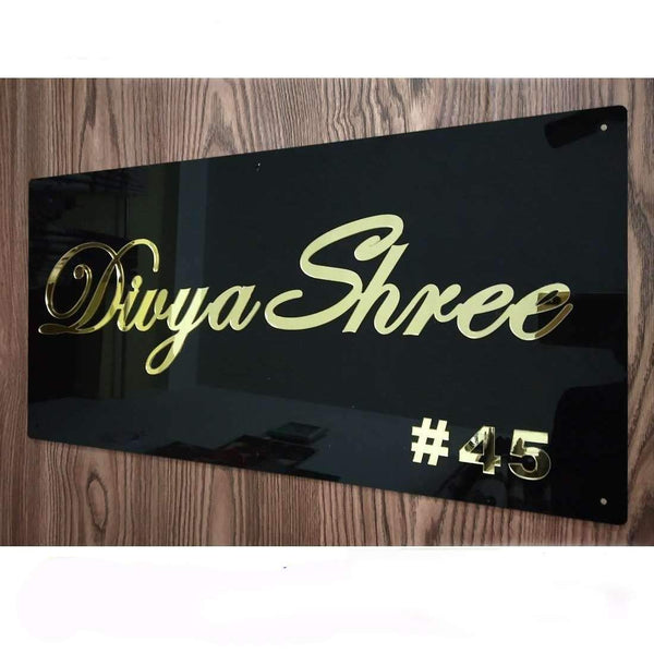 Customized Personalized Laminated Acrylic Name Board Plates for Home Outdoor Family Glass Home Office Outside Decor House Door Bungalow 18 x 12 inch