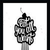 Woopme Eat You Want All Quotes Wall Hanging Synthetic Wood Photo Framed Poster Bar Kitchen Bedroom Home Room Frames L x H 9.5 Inches x 13 Inches