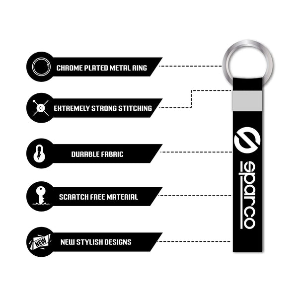Sparco Rider Racing Theme Lanyard keychain Holder Compatible For All Bikes Car Key Holder Key Tag Multicolored (6 x 1 Inch)