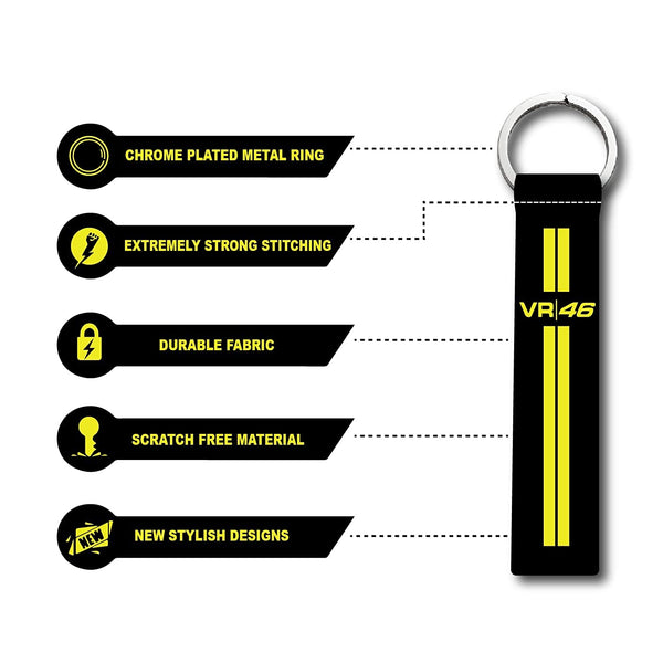 VR 46 Racing Riders Lanyard Keychain Holder For All Bikes Cars Rider Travelers Boys Girls Lanyard Keychains Multicolor (6 x 1 Inch)