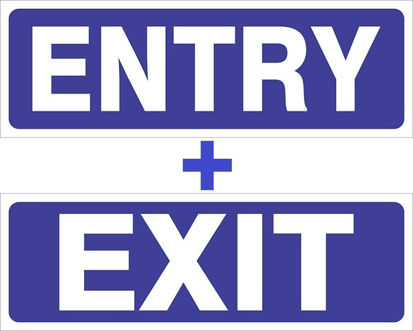 Woopme Entry And Exit Printed Sign Sticker Water Proof for Office Industry Business IT Parks Vinyl Signage (Multicoloured) Printed Sign Stickers