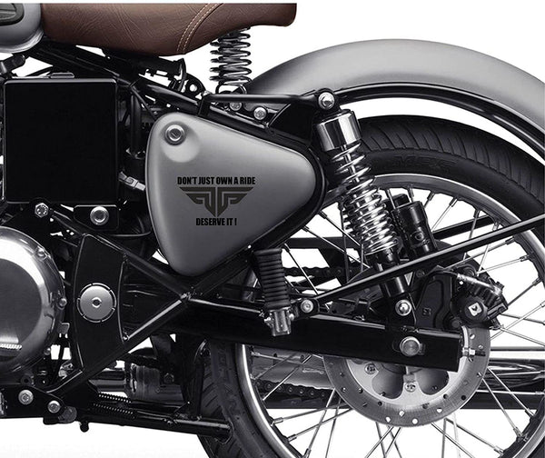Woopme: Deserve It Quote Royal Enfield Sticker Bullet Sides Battery Box Classic Standard Mudguard Decal (10 cm Wide) (Black)