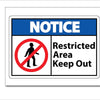 Woopme Restricted Area Keep Out Printed Sign Sticker Water Proof for Office Industry Business IT Parks Vinyl Signage (Multicoloured) Printed Sign Stickers