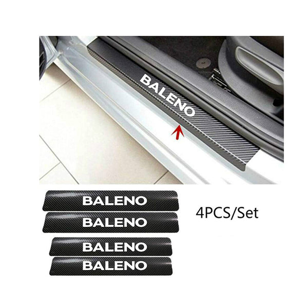 4PCS Anti-Scratch Door Sill Car Stickers Compatible for Baleno Car Exterior Sill Guard Protector Carbon Fiber and Vinyl Sticker
