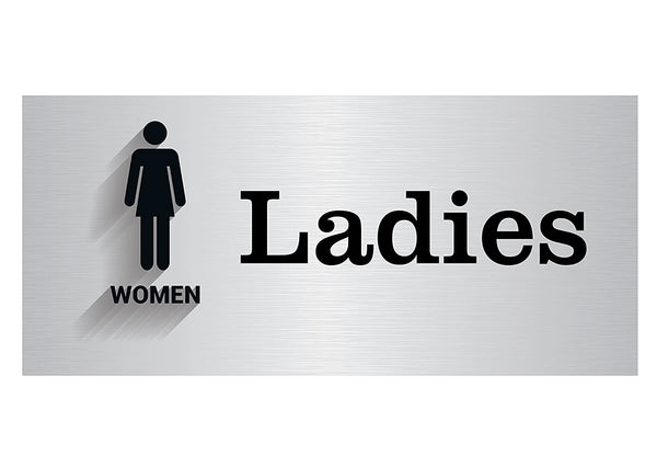 Women, Ladies Toilet Acrylic Laminated 3mm Sign Board Plate Display for Office Hotel Restaurant Mall Bank Office House Black Clear Silver (11...