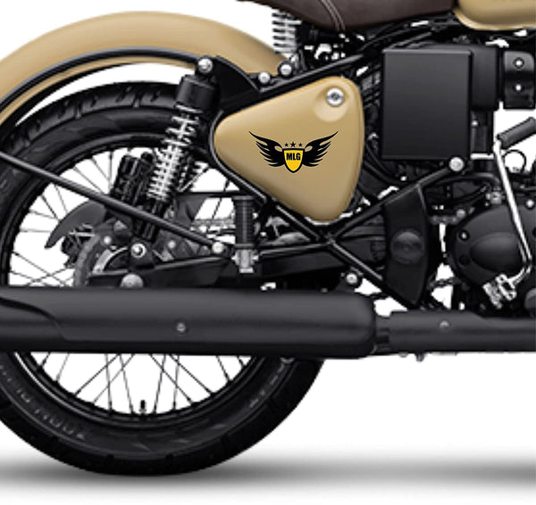 Woopme: Wings MLG Royal Enfield Sticker for Bullet Battery Box Classic Standard Mudguard Yellow Decal (10 cm Wide)