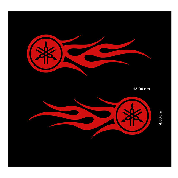 fire Pattern Logo Bike Stickers Compatible for Yamaha Bike Tank Mask Sides Mudguard Vinyl Decals L x H 13.00 cm x 4.5 cm Pack of 2