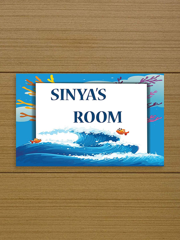 Customized Personalized Kids Name Plate Board Decor for Home Bedroom Room Girls Boys Outdoor Latest Home Outdoor Family Glass Home Outside Door (Aquarium)