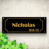 Standard Curve Border Personalized Name Plates for Home Door Outdoor Customized Laminated Name Board House Apartment Glass Door Number (31 cm X 13 cm)