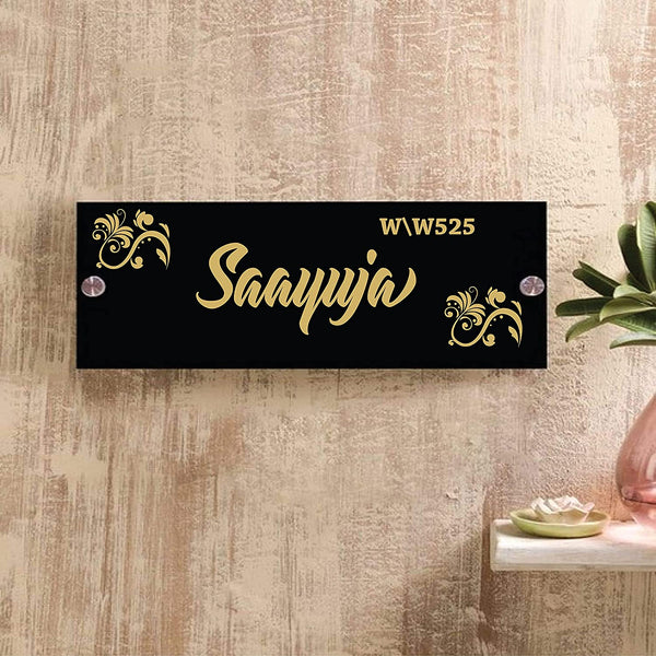 Customized Personalized Acrylic Name Board Plates for Home Outdoor Entrance Home Office Outside House Décor Door Bungalow Clear Golden Black (13 X 6 Inch)