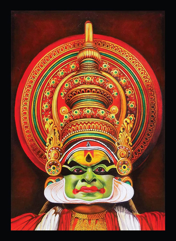 Woopme Art Paintings Synthetic Wood Wall Hanging Traditional Kathakali Photo Frame Poster for Home Decoration Living Room Art Wall Frames L x H 9.5 Inches x 13 Inches