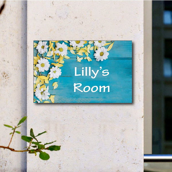 Flower Theme Customized Personalized Printed Name Plate Door Multicolored For Home Outdoor Family Glass Home Outside Office House Decor Bungalow Door (19.00 X 30.00 CMS)