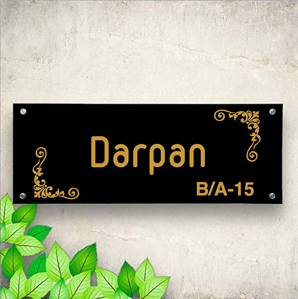 Personalized Name Plates for Home Door Outdoor Customized Laminated Name Board House Apartment Glass Door Number (31 cm X 13 cm)