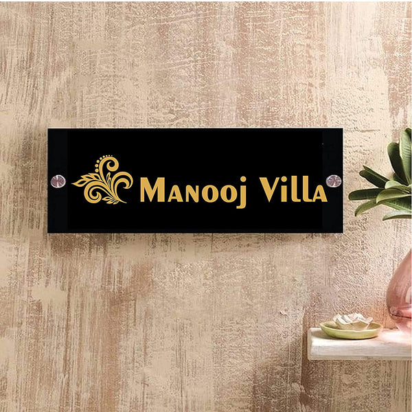 Customized Personalized Acrylic Name Board Plates Design for Home Entrances House Outdoor Flat (30 X 10 cm)