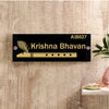 Krishna Acrylic Name Plate Flute Theme Customized Personalized Acrylic Name Board Plates for Home Outdoor Entrance Home Office Outside House Décor Door Bungalow Golden Black (30 X 10 cm)
