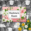 Flowers Theme Customized Personalized Printed Name Plate Door Multicolored For Home Outdoor Family Glass Home Outside Office House Decor Door Bungalow (19 X 30 CMS)
