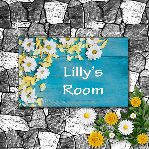 Flower Theme Customized Personalized Printed Name Plate Door Multicolored For Home Outdoor Family Glass Home Outside Office House Decor Bungalow Door (19.00 X 30.00 CMS)
