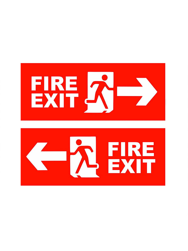 woopme : Fire Exit Sign Board Vinyl With Forex Sheet Pack Of 2