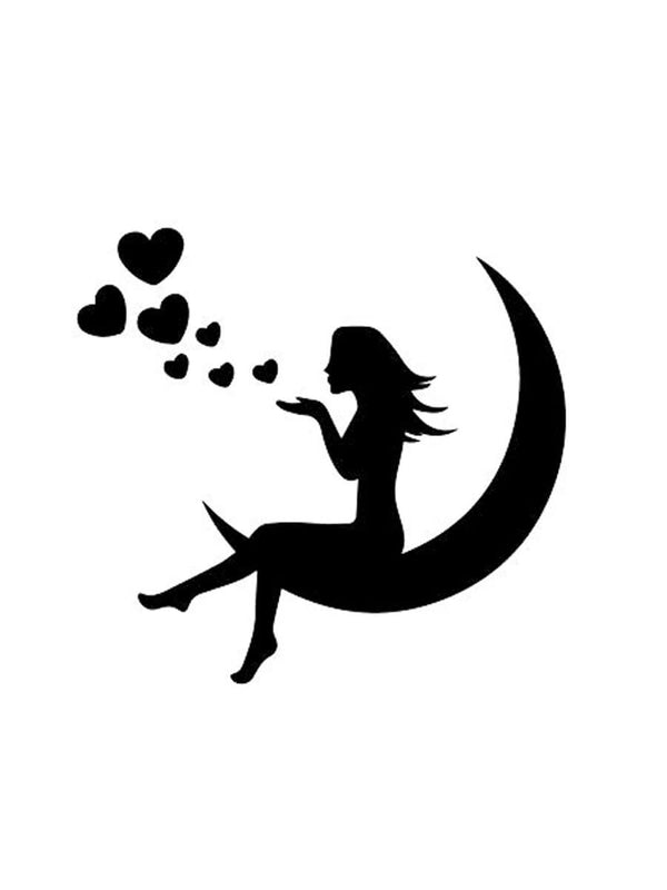 woopme: Angel In Moon Wall Stickers Vinyl Decal Bedroom Wall Decoration
