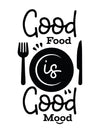 woopme: Good Food Is Good Mood Here Self Adhesive Wall Vinyl Decal Sticker For Hotel, Kitchen