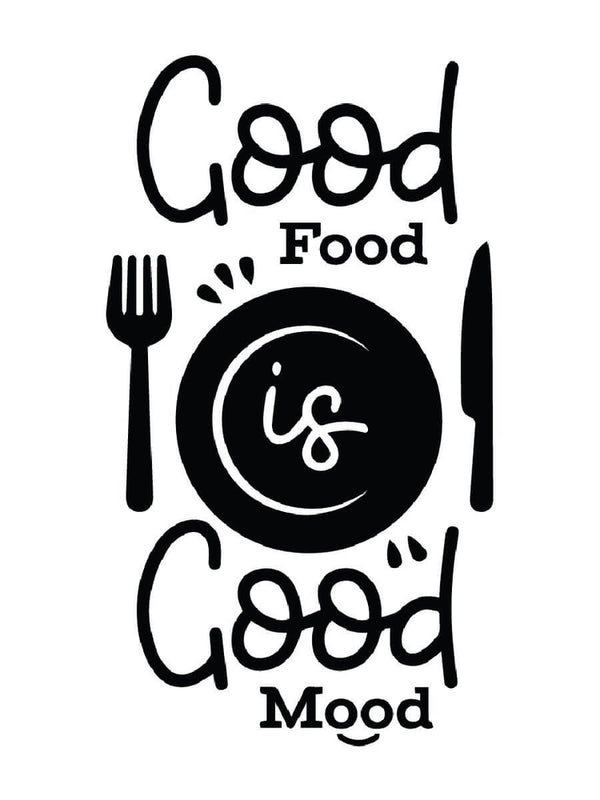 woopme: Good Food Is Good Mood Here Self Adhesive Wall Vinyl Decal Sticker For Hotel, Kitchen Wall Sticker woopme 