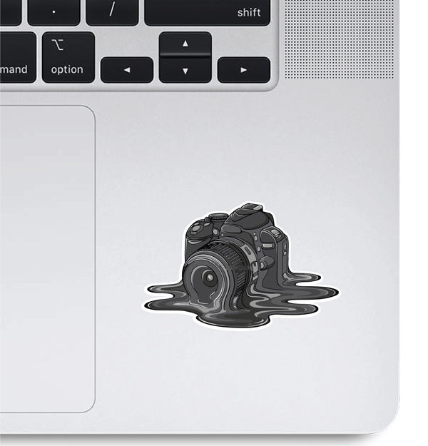 Woopme Melting Camera  Text Stickers for Laptop Waterproof Mini Stickers ( Multicolored )