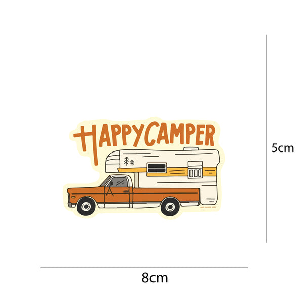 Woopme Happy Camper Stickers for Laptop Waterproof Mini Stickers ( Multicolored )