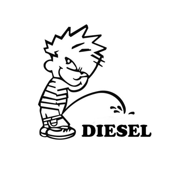 Woopme: Boy Pissing Diesel Vinyl Car Sticker For Fuel Lid Tank Cap Car Exterior Vinyl Decal Woopme 11.5 x 11.5 cms 