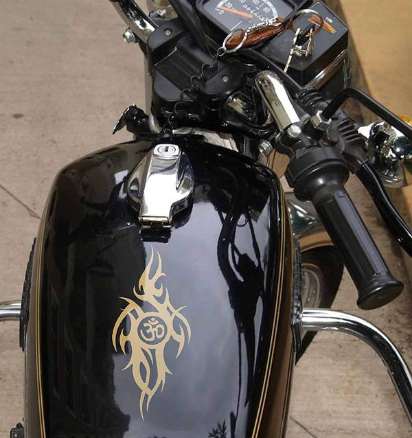 Om God Bike Stickers for Scooter Suitable for Tank Side Back Side L x H (6.00 cm x 11.00 cm) (Gold)