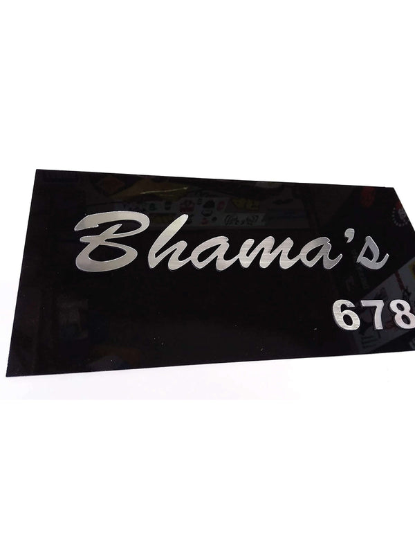 Woopme: Customised Modern Home Name Plate Acrylic Board For House Outdoor & Indoor Use (Silver, Black)