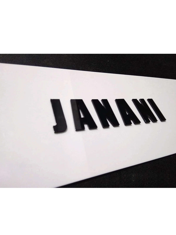 Woopme: Customised Modern Home 3D Name Plate Acrylic Board For House Outdoor & Indoor Use (White, Black)