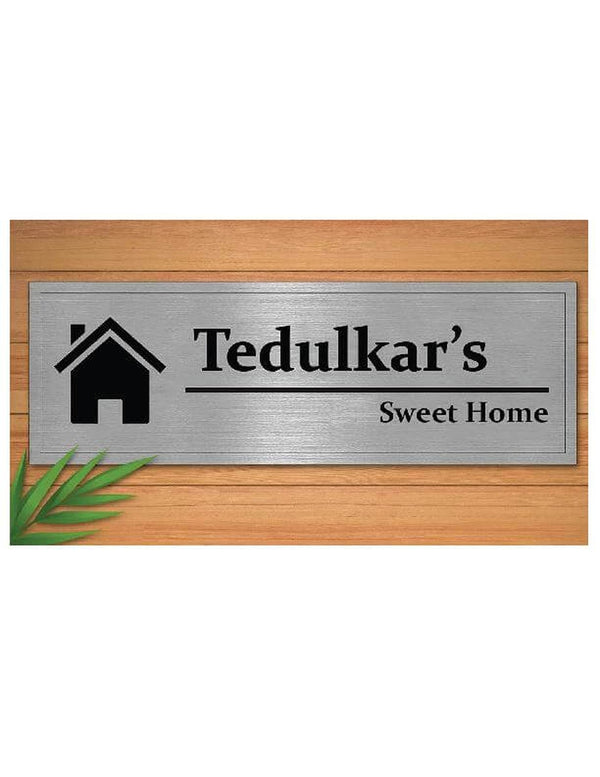 Woopme: Customised Modern Name Board For House Outdoor & Indoor Use (Silver, Black) customised name board woopme 