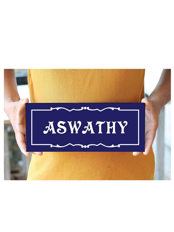 Woopme: Customised Modern Home Name Plate Acrylic Board For House Outdoor & Indoor Uses (Blue, White)