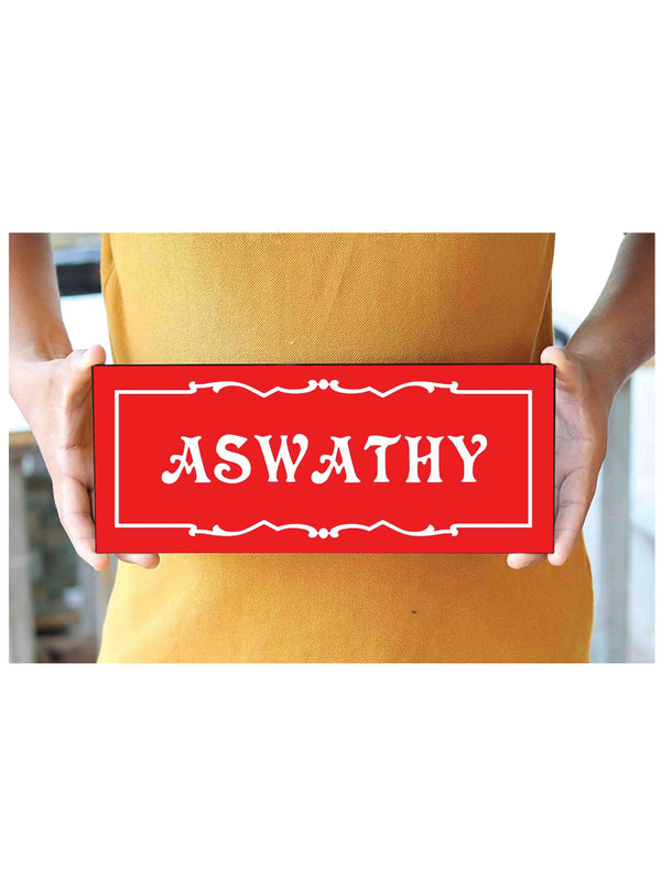 Woopme: Customised Modern Home Name Plate Acrylic Board For House Outdoor & Indoor Uses (Red, White)
