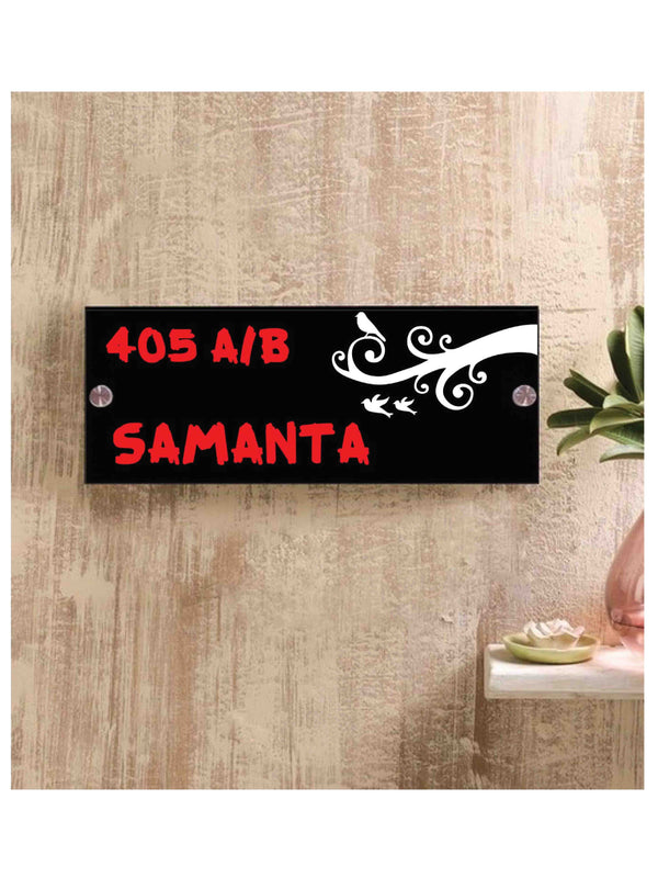 Woopme: Customised Modern Home Name Plate Acrylic Board For House Outdoor & Indoor Uses (White, Red, Black)