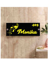 Woopme: Customised Modern Home Name Plate Acrylic Board For House Outdoor & Indoor Uses (Yellow, Black)